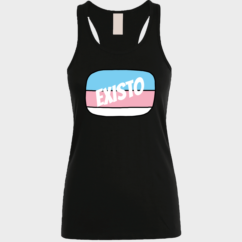 Camiseta  de tirantes mujer para el orgullo LGBTIQA+ diseño Existo