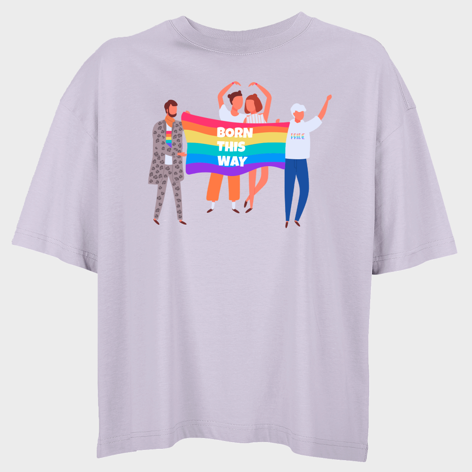 Camiseta oversize mujer para el orgullo LGBTIQA+ diseño Born This Way