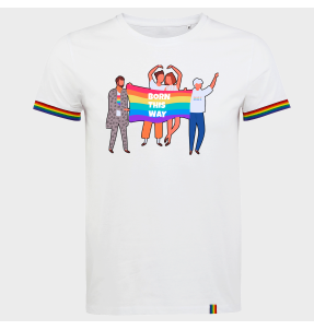 Camiseta rainbow hombre para el orgullo LGBTIQA+ diseño Born This Way