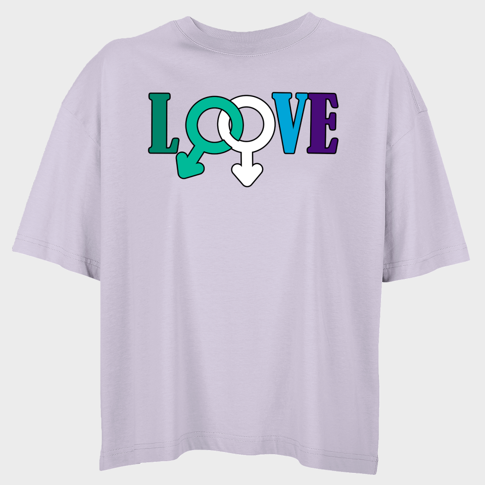 Camiseta oversize mujer para el orgullo LGBTIQA+ diseño Love B