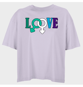 Camiseta oversize mujer para el orgullo LGBTIQA+ diseño Love B