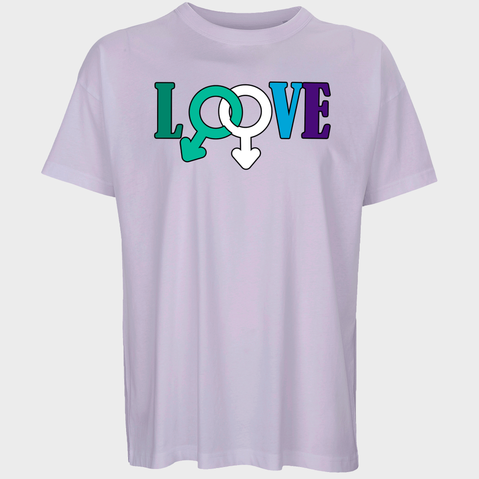 Camiseta oversize hombre para el orgullo LGBTIQA+ diseño Love B