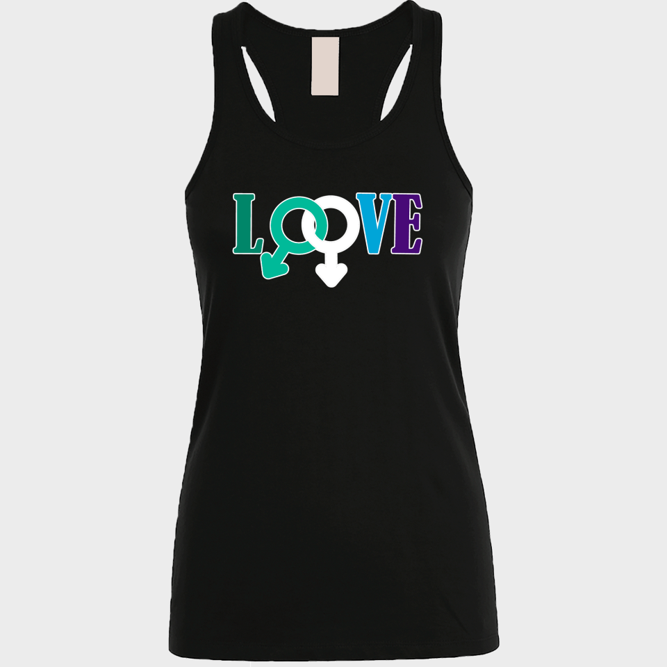 Camiseta  de tirantes mujer para el orgullo LGBTIQA+ diseño Love B