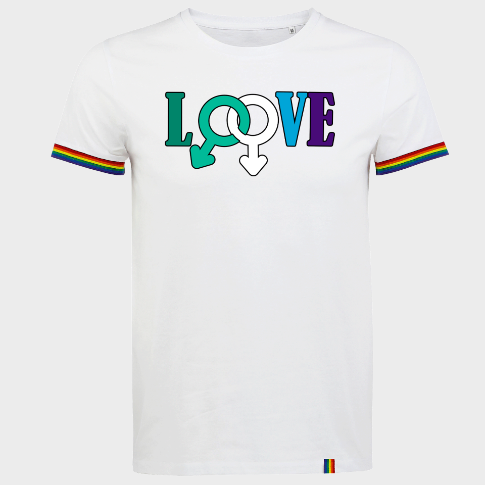 Camiseta rainbow hombre para el orgullo LGBTIQA+ diseño Love B
