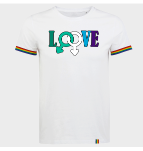 Camiseta rainbow hombre para el orgullo LGBTIQA+ diseño Love B