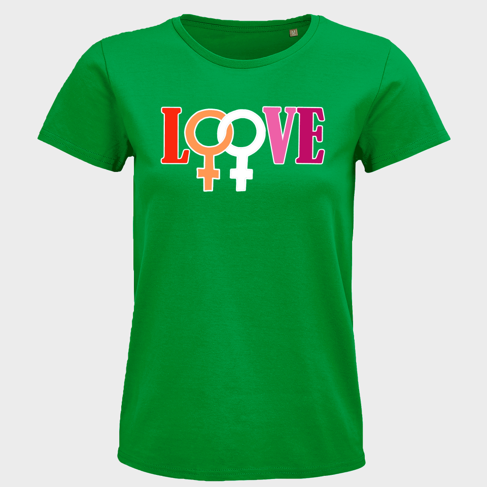 Camiseta mujer para el orgullo LGBTIQA+ diseño Love G