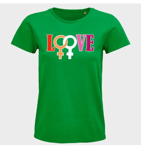 Camiseta mujer para el orgullo LGBTIQA+ diseño Love G
