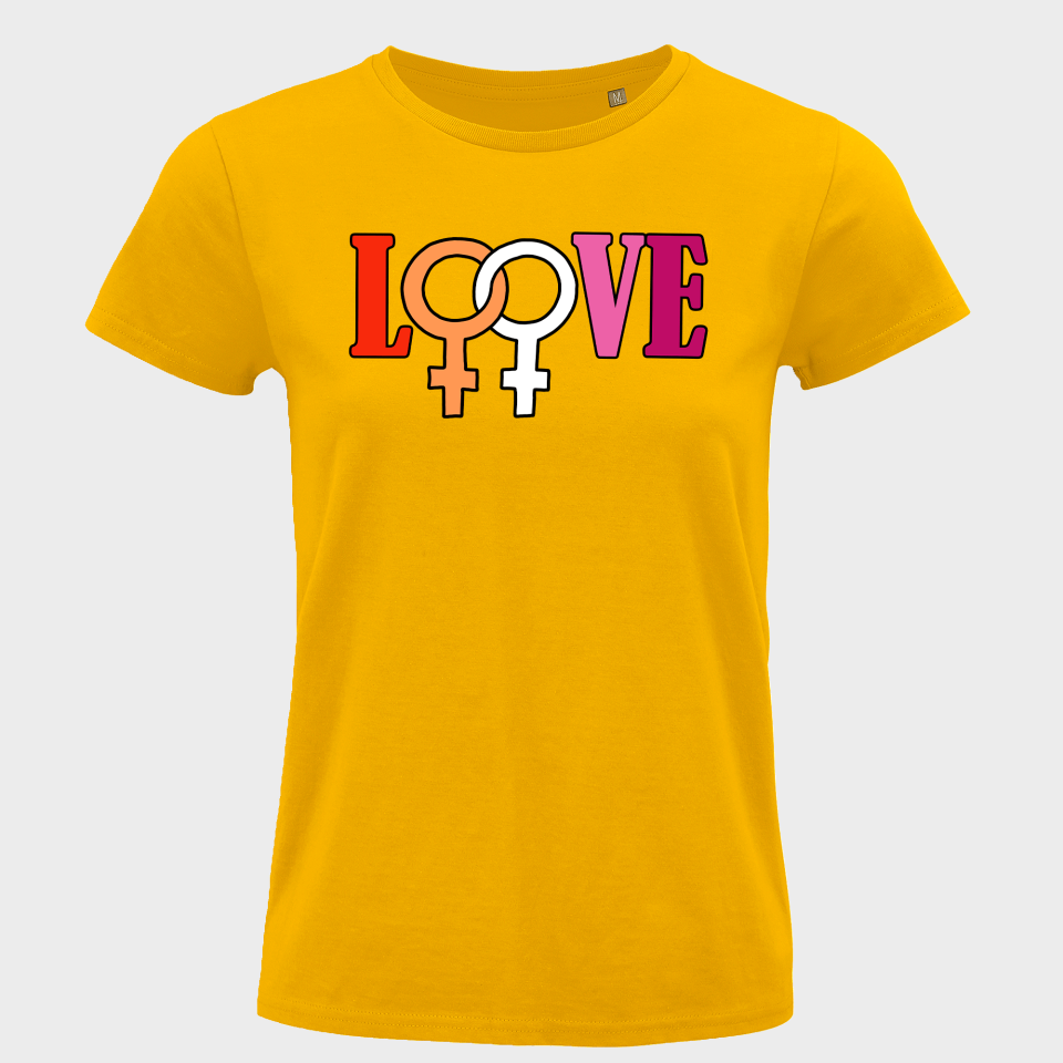 Camiseta mujer para el orgullo LGBTIQA+ diseño Love G