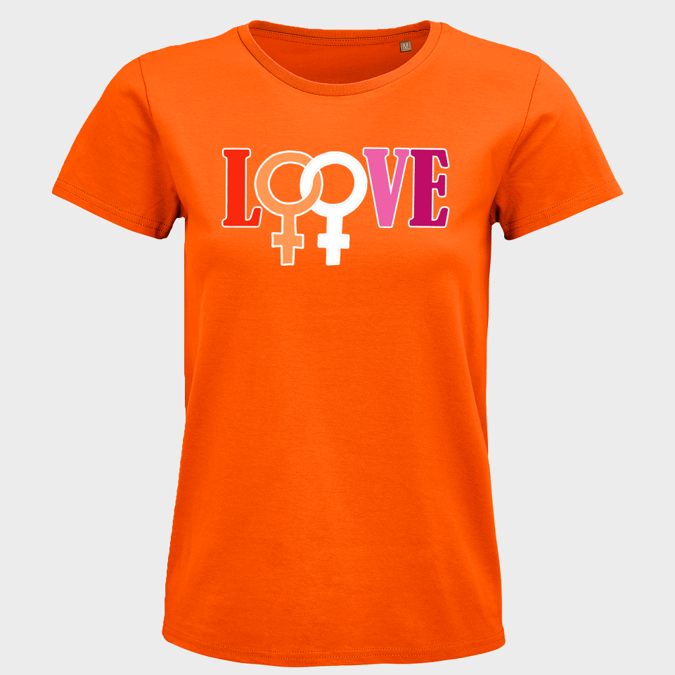 Camiseta mujer para el orgullo LGBTIQA+ diseño Love G