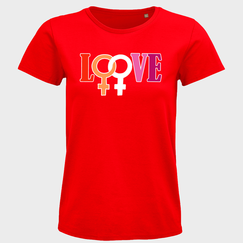 Camiseta mujer para el orgullo LGBTIQA+ diseño Love G