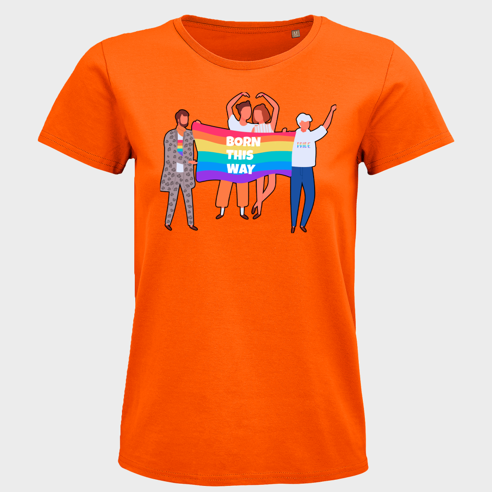 Camiseta mujer para el orgullo LGBTIQA+ diseño Born This Way