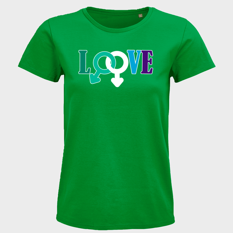 Camiseta mujer para el orgullo LGBTIQA+ diseño Love B