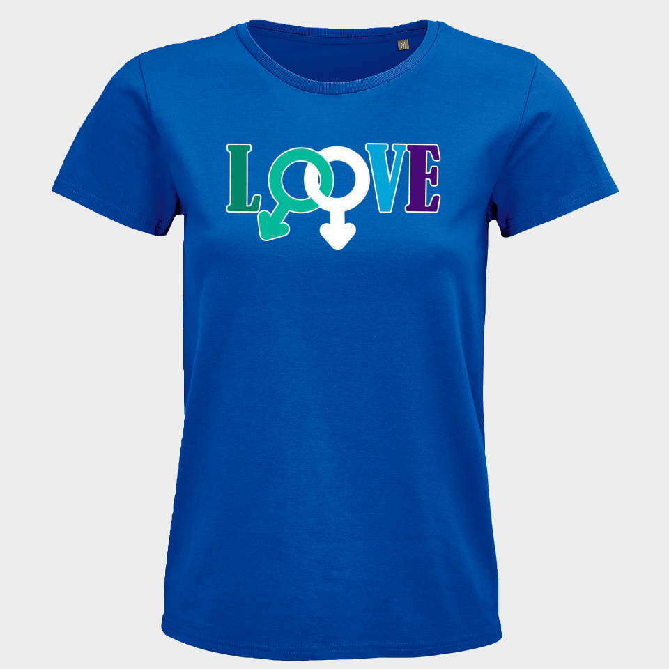 Camiseta mujer para el orgullo LGBTIQA+ diseño Love B