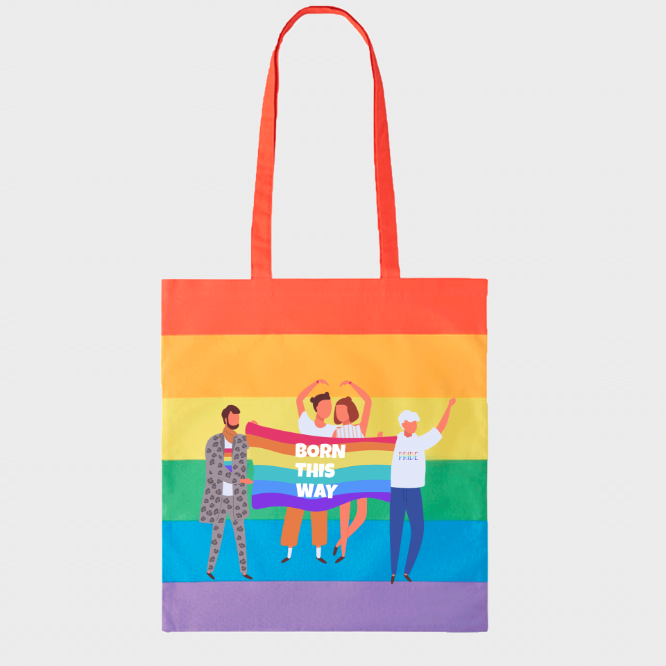 Tote bag para el orgullo LGBTIQA+ diseño Born This Way