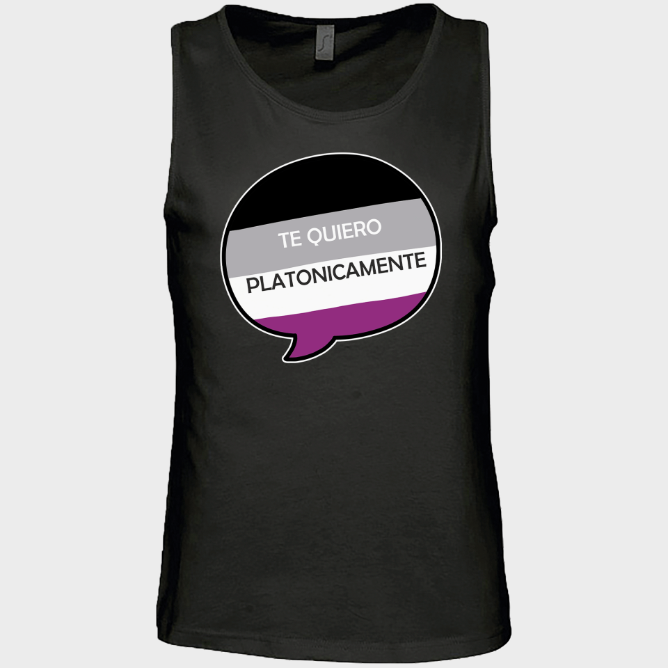 Camiseta de tirantes hombre para el orgullo LGBTIQA+ diseño Te Quiero Platonicamente