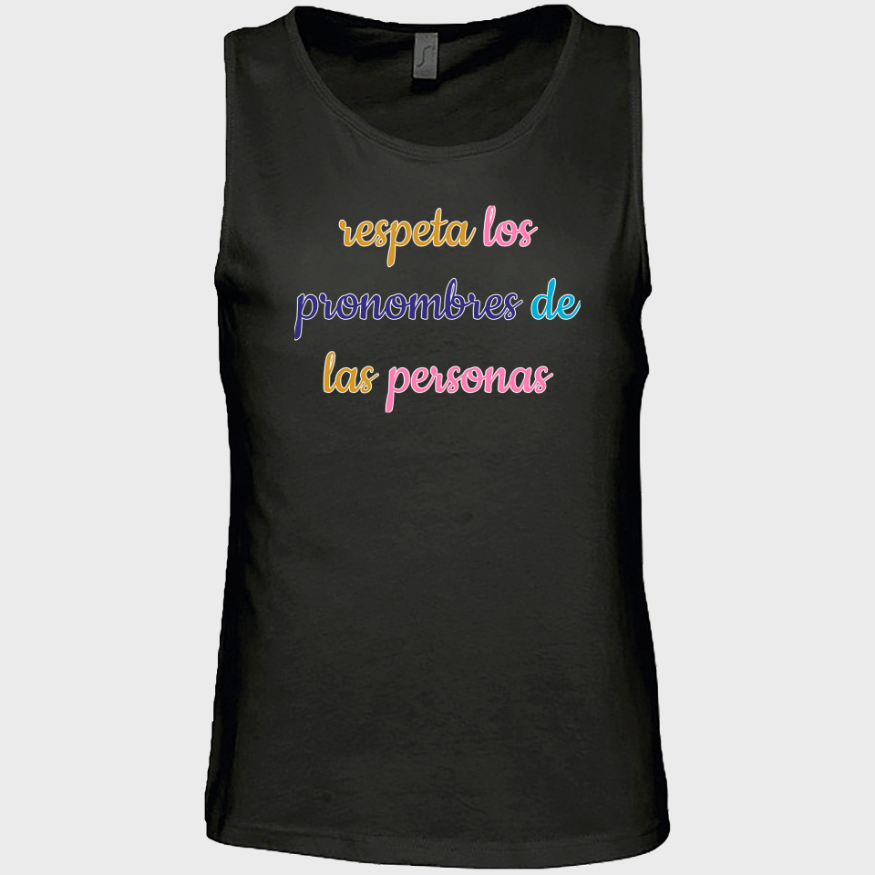 Camiseta de tirantes hombre para el orgullo LGBTIQA+ diseño Respeta