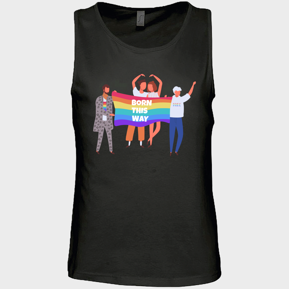 Camiseta de tirantes hombre para el orgullo LGBTIQA+ diseño Born This Way