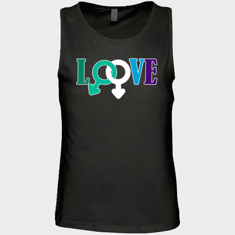 Camiseta de tirantes hombre para el orgullo LGBTIQA+ diseño Love B