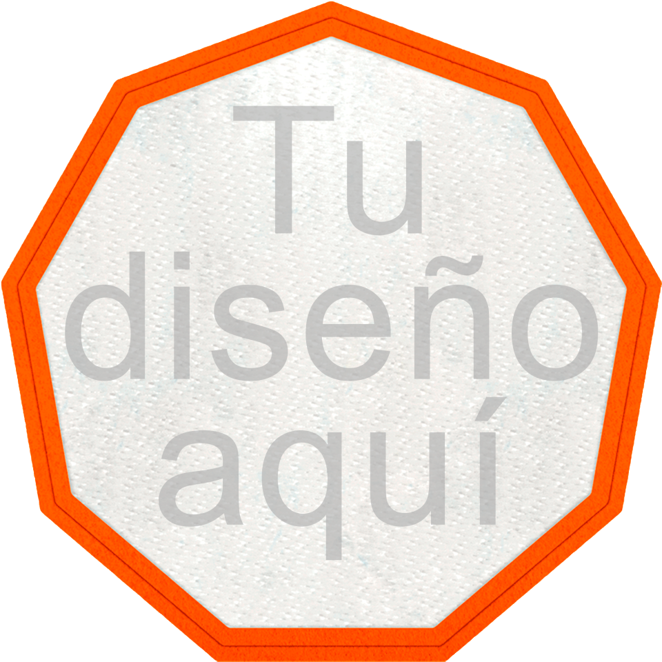 Parche Stick Flock plantilla Nonágono con Distintos Colores de Contorno