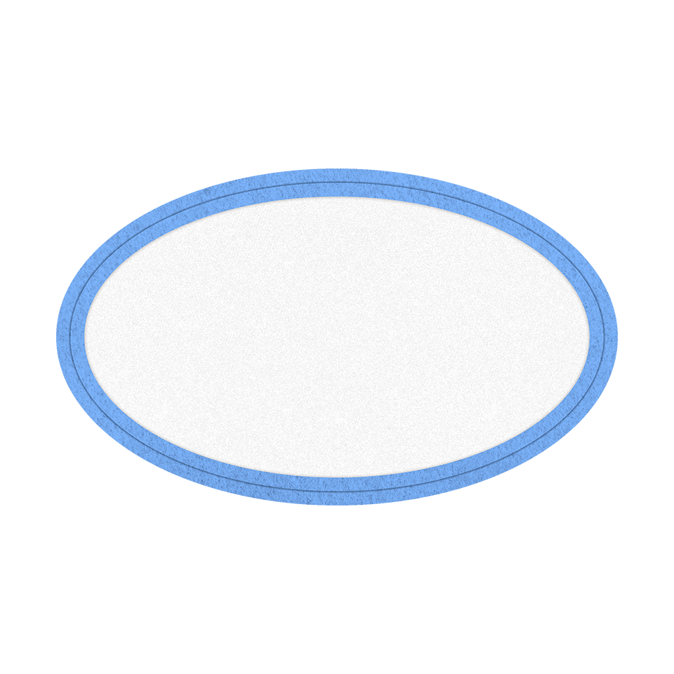 Parche Velur con Flock Ovalado con Acabado Mate de Color