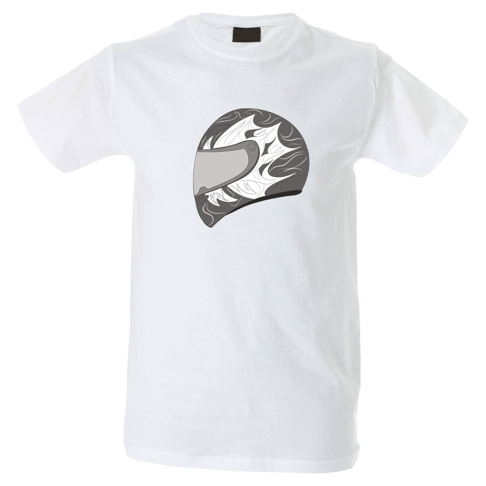 Camiseta hombre casco blanco negro