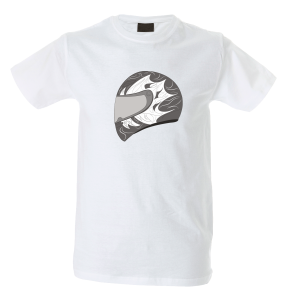 Camiseta hombre casco blanco negro