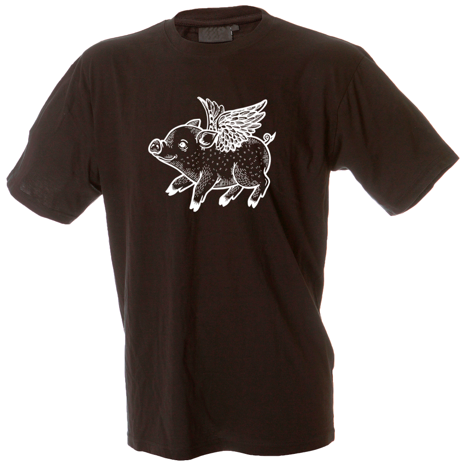 Camiseta hombre cerdito volador