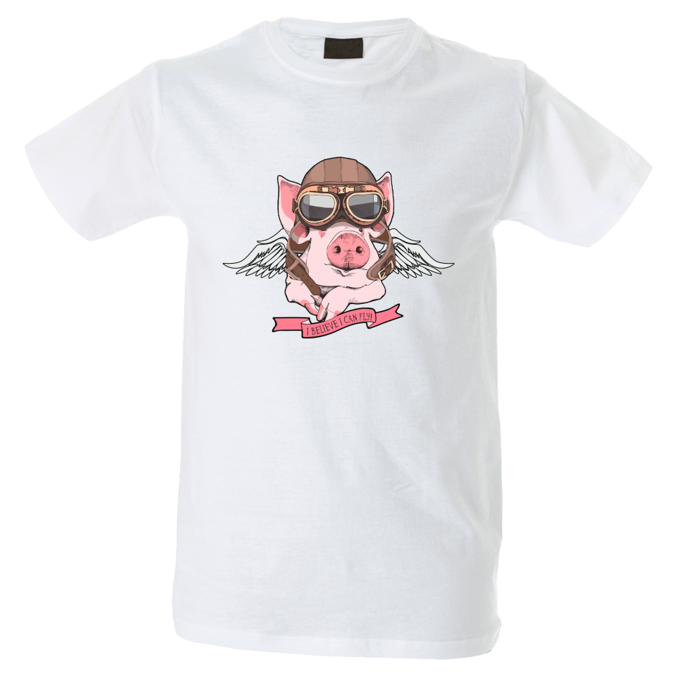 Camiseta hombre cerdito aviador