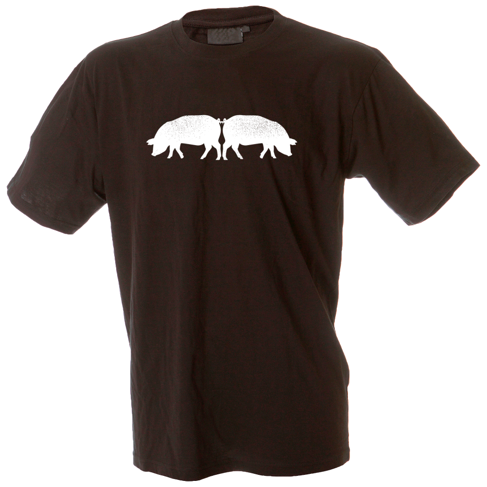 Camiseta hombre cerdos enganchados cola