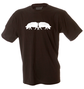 Camiseta hombre cerdos enganchados cola