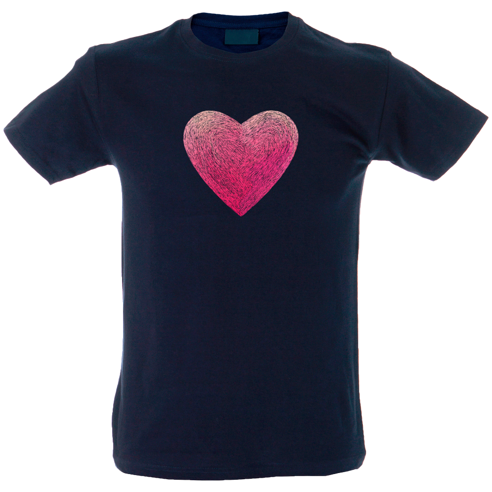 Camiseta hombre corazón rayado