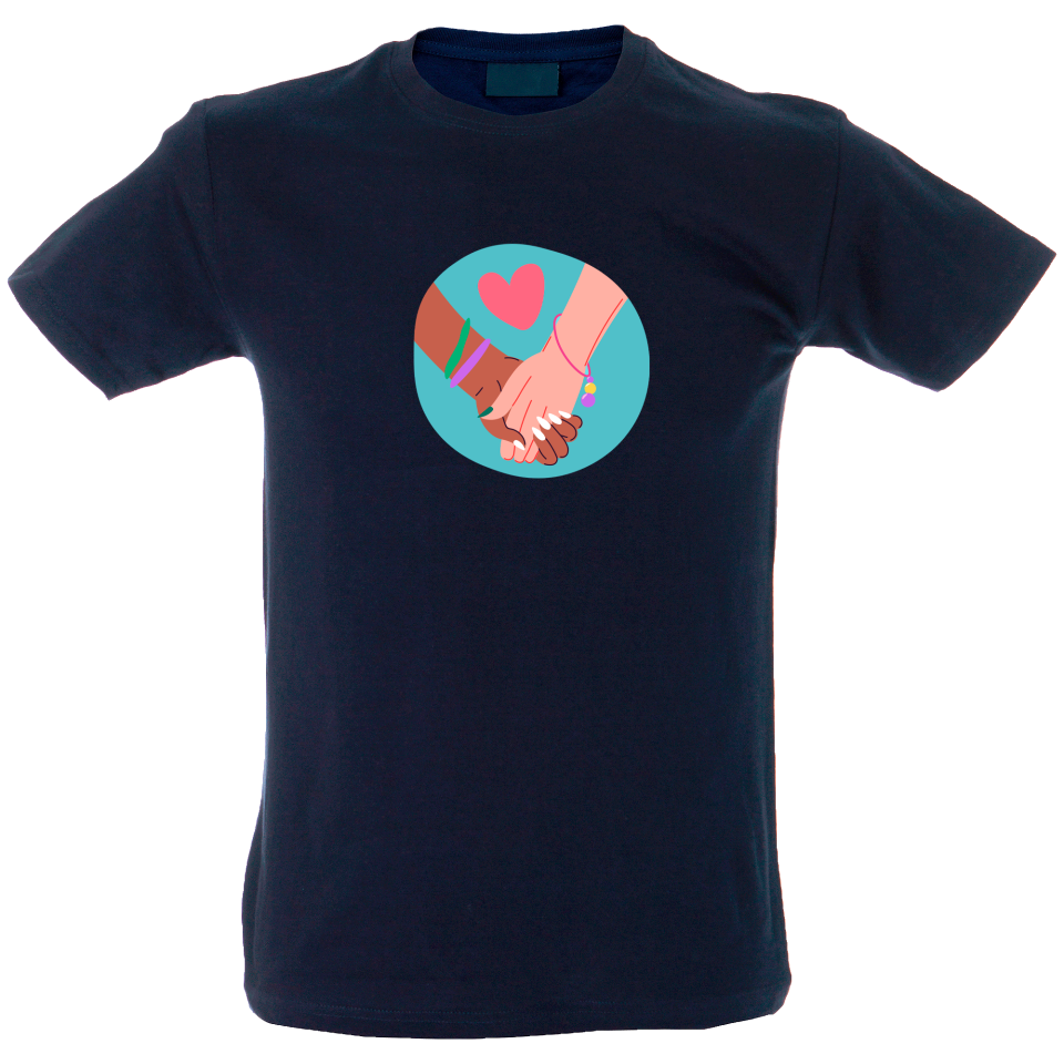 Camiseta hombre manos agarradas