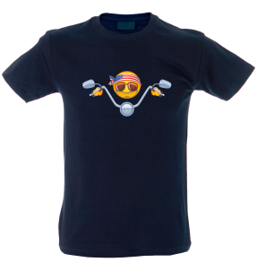 Camiseta hombre emoji motero