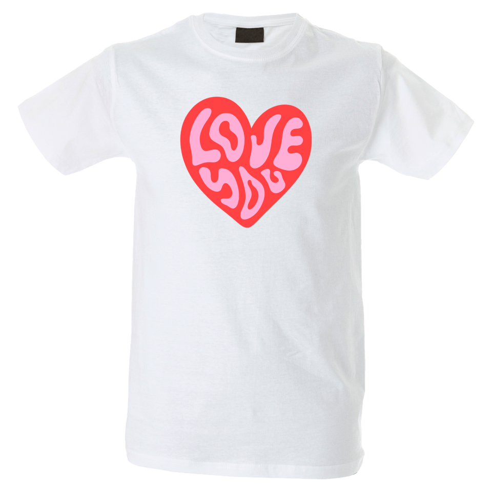 Camiseta hombre love you corazón