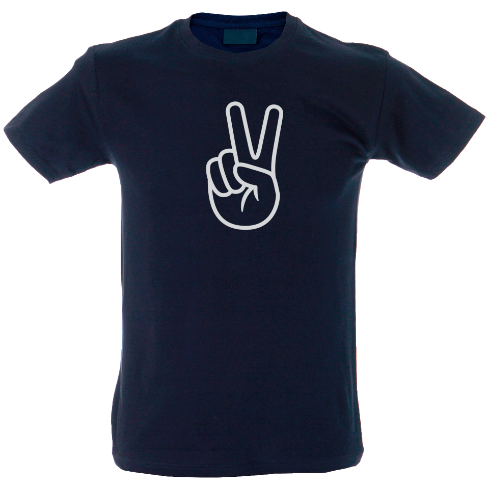 Camiseta hombre mano signo paz