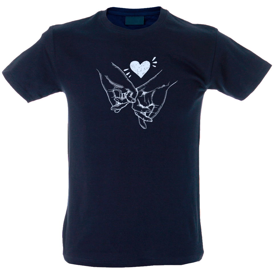 Camiseta hombre manos agarradas meñique
