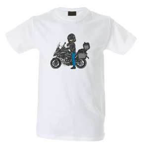 Camiseta hombre motero posando