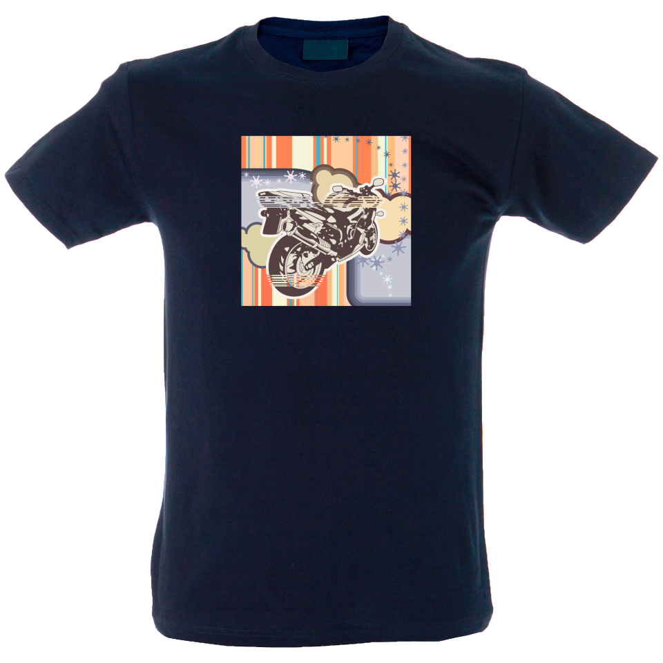 Camiseta hombre moto rayada