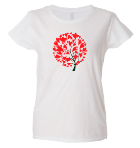 Camiseta mujer árbol corazones