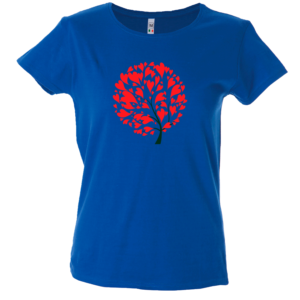 Camiseta mujer árbol corazones