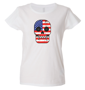 Camiseta mujer calavera banderas USA