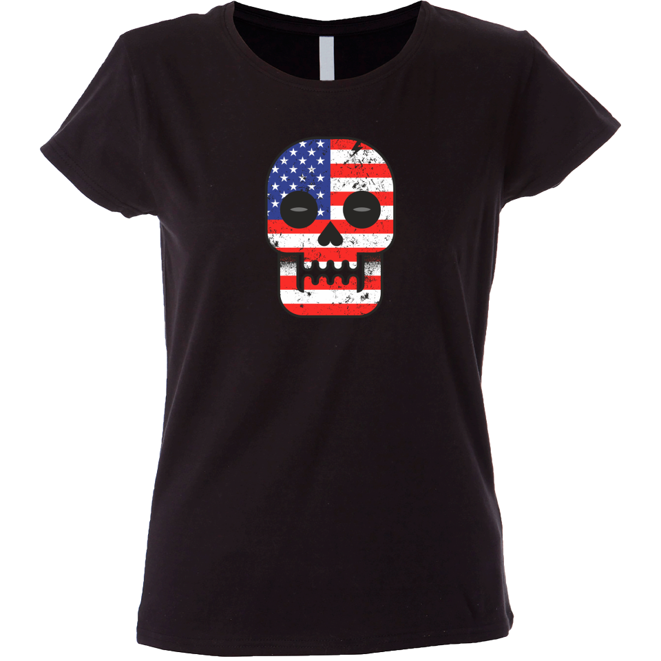 Camiseta mujer calavera banderas USA