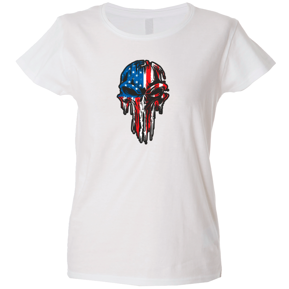 Camiseta mujer calavera derretida USA