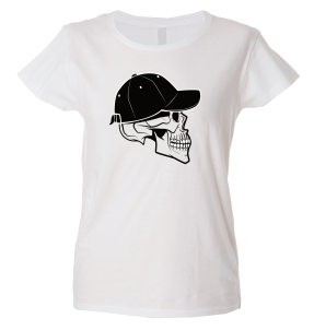 Camiseta mujer calavera gorra