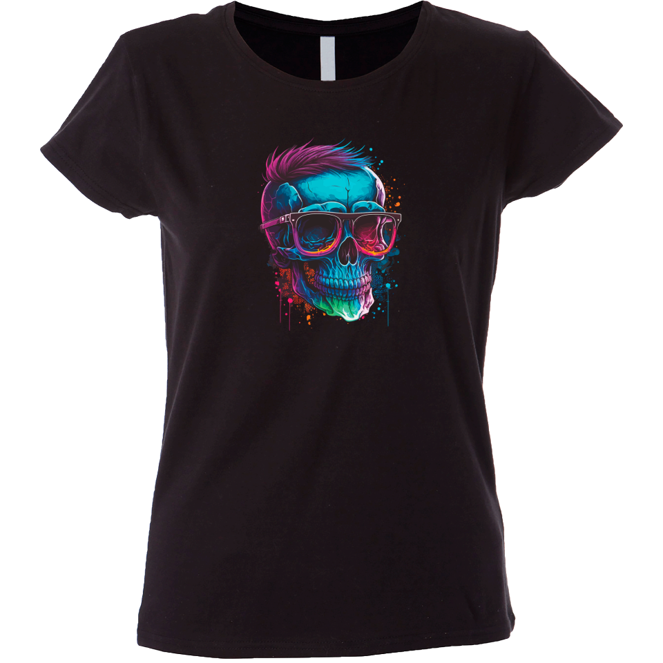 Camiseta mujer calavera hipster