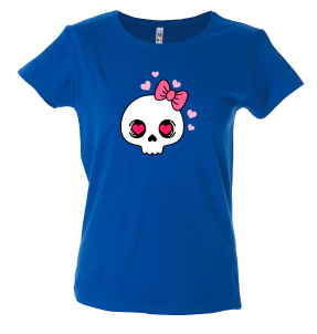 Camiseta mujer calavera lazo rosa