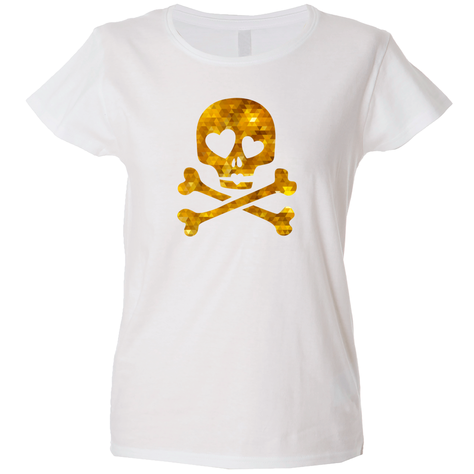 Camiseta mujer calavera ojos corazones