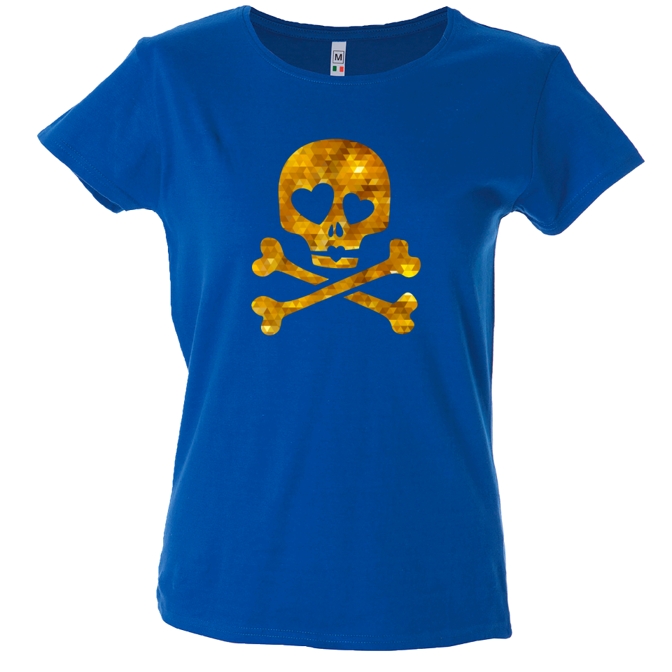 Camiseta mujer calavera ojos corazones