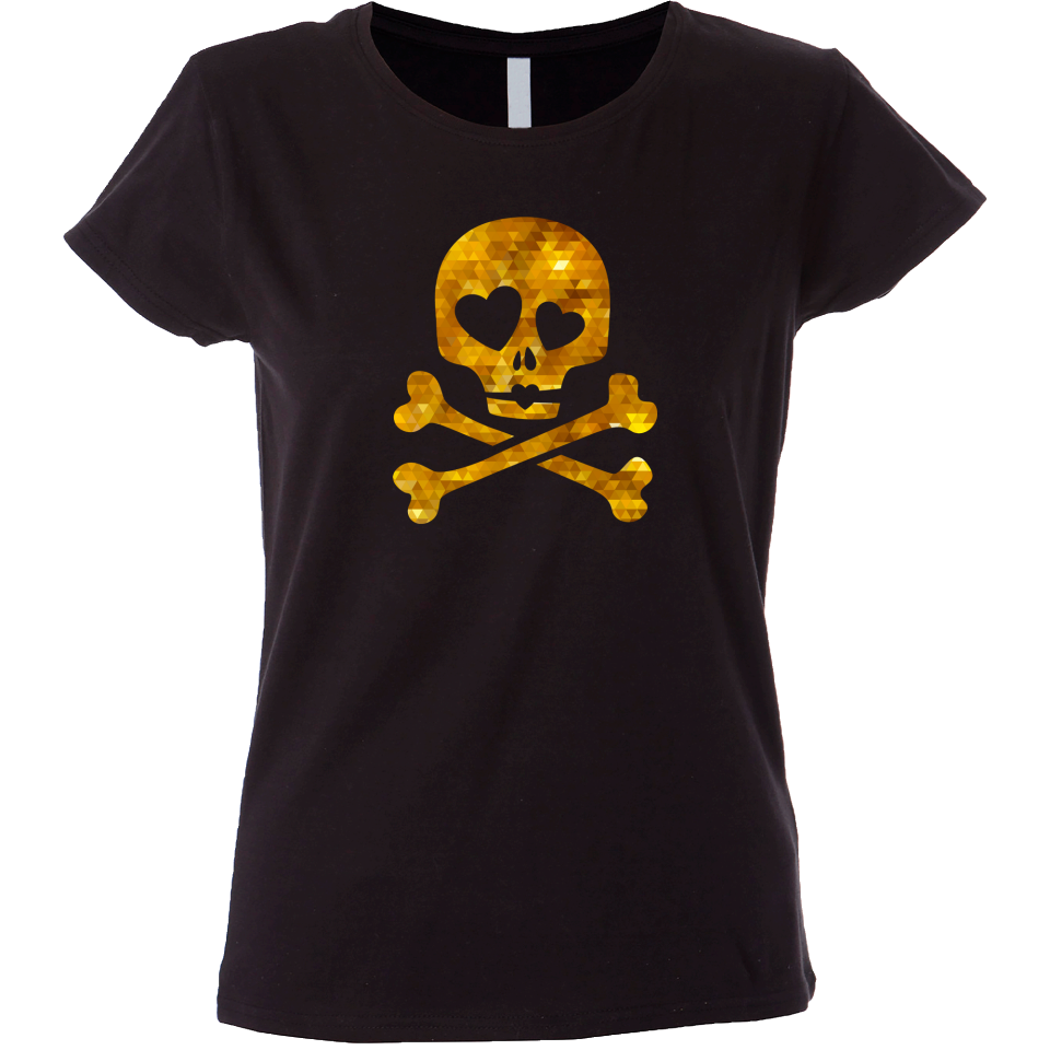 Camiseta mujer calavera ojos corazones