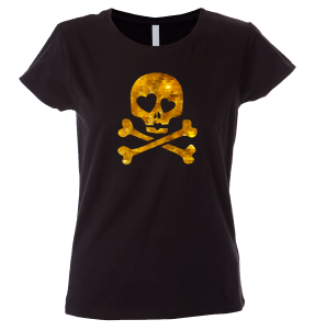 Camiseta mujer calavera ojos corazones